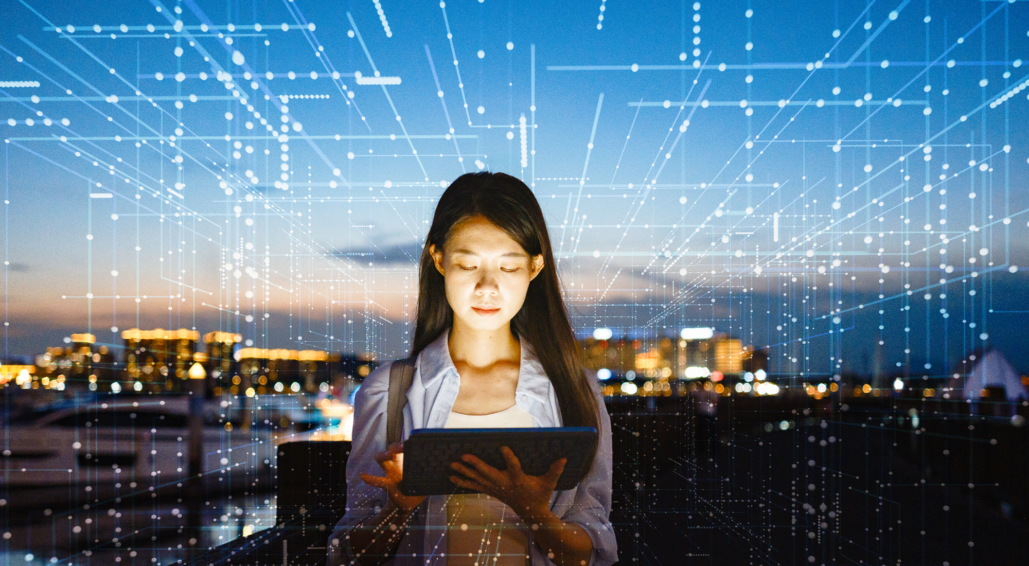 woman using artificial intelligence technology